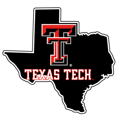 Texas Tech Red Raiders 4-Inch State Shape NCAA Vinyl Decal Sticker for Fans, Students, and Alumni