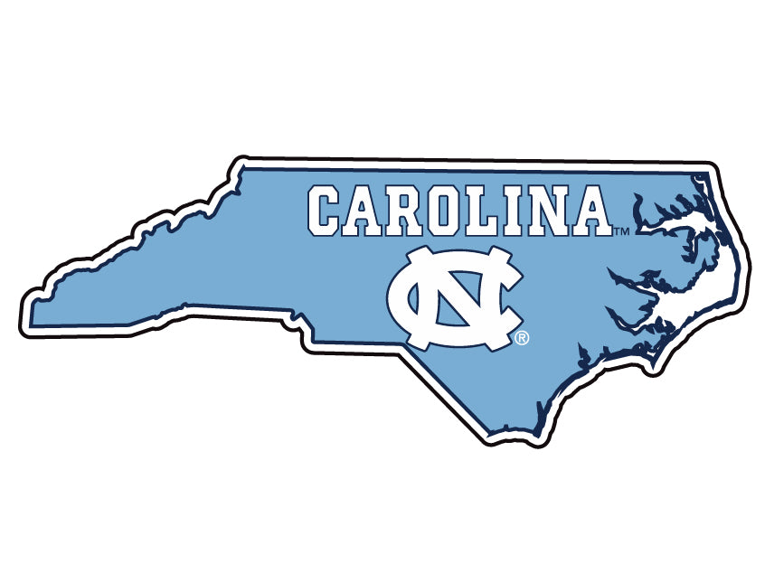 UNC Tar Heels 4-Inch State Shape NCAA Vinyl Decal Sticker for Fans, Students, and Alumni