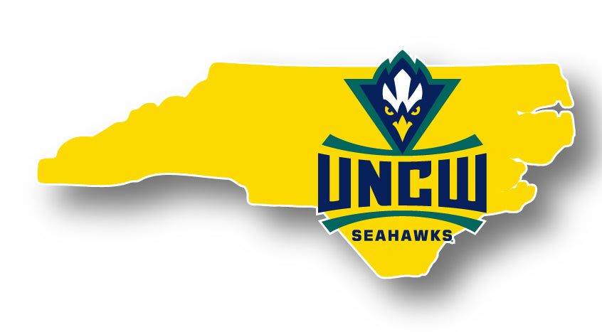 North Carolina Wilmington Seahawks 4-Inch State Shape NCAA Vinyl Decal Sticker for Fans, Students, and Alumni