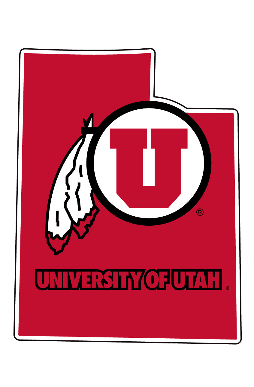 Utah Utes 4-Inch State Shape NCAA Vinyl Decal Sticker for Fans, Students, and Alumni