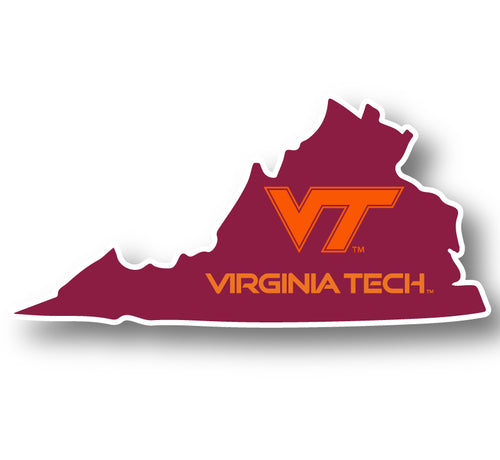Virginia Tech Hokies 4-Inch State Shape NCAA Vinyl Decal Sticker for Fans, Students, and Alumni