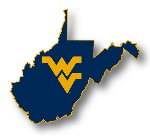 West Virginia Mountaineers 4-Inch State Shape NCAA Vinyl Decal Sticker for Fans, Students, and Alumni