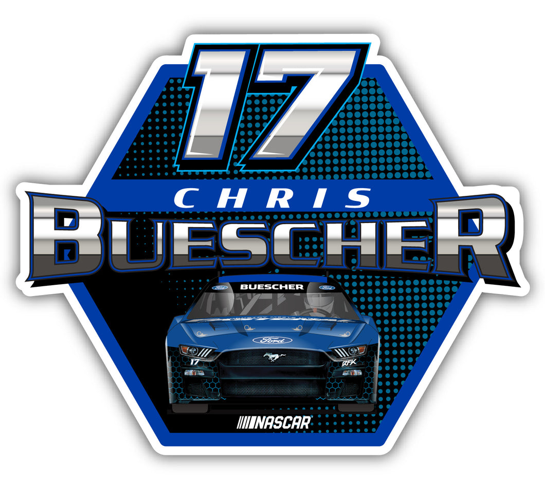 Nascar # 17 Chris Buescher 4-Inch Vinyl Decal Sticker