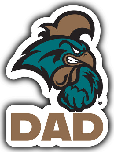 Coastal Carolina University 4-Inch Proud Dad NCAA - Durable School Spirit Vinyl Decal Perfect Gift for Dad