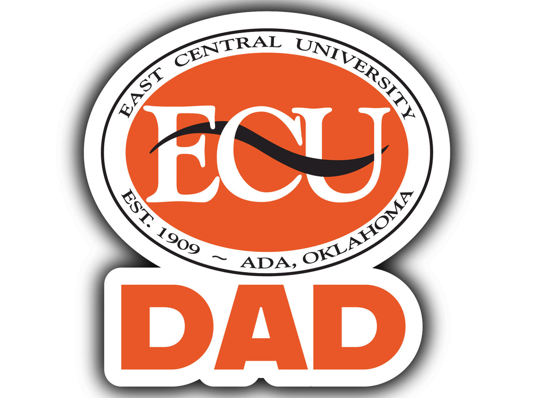 East Central University Tigers 4-Inch Proud Dad NCAA - Durable School Spirit Vinyl Decal Perfect Gift for Dad