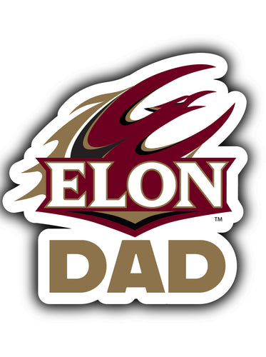 Elon University 4-Inch Proud Dad NCAA - Durable School Spirit Vinyl Decal Perfect Gift for Dad