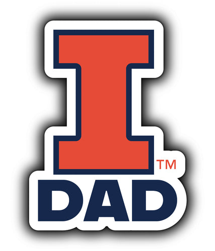 Illinois Fighting Illini 4-Inch Proud Dad NCAA - Durable School Spirit Vinyl Decal Perfect Gift for Dad