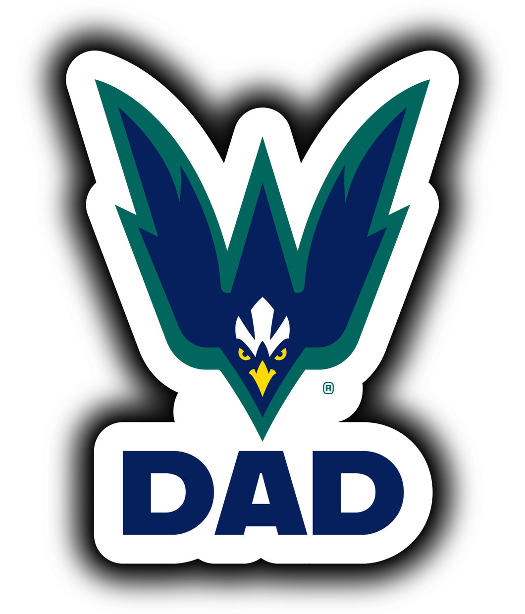 North Carolina Wilmington Seahawks 4-Inch Proud Dad NCAA - Durable School Spirit Vinyl Decal Perfect Gift for Dad