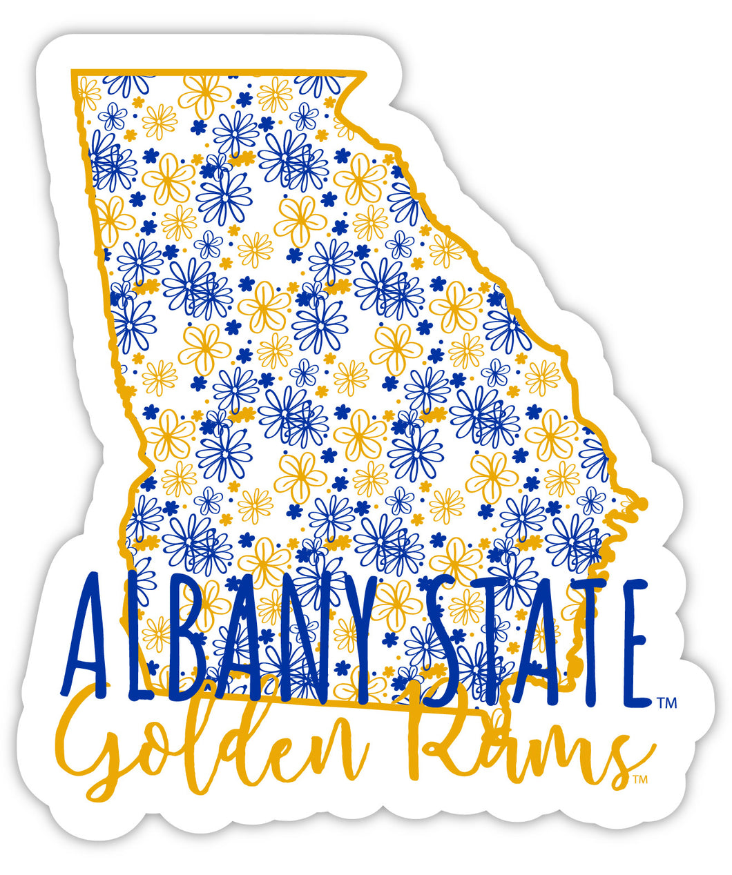 Albany State University 2-Inch on one of its sides Floral Design NCAA Floral Love Vinyl Sticker - Blossoming School Spirit Decal Sticker