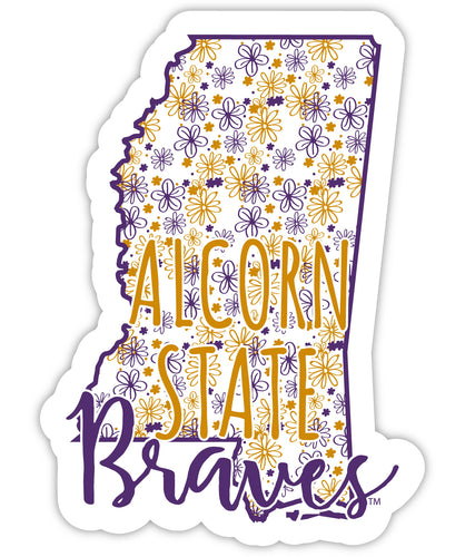 Alcorn State Braves 2-Inch on one of its sides Floral Design NCAA Floral Love Vinyl Sticker - Blossoming School Spirit Decal Sticker