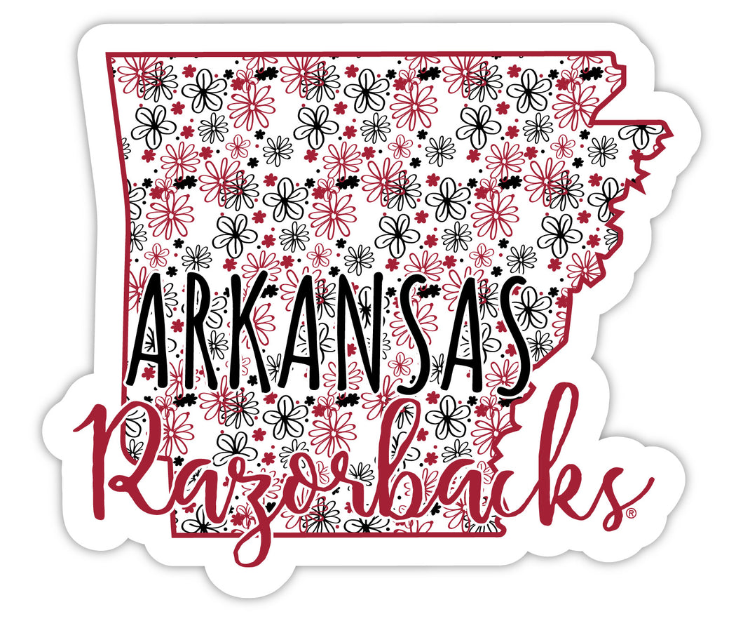 Arkansas Razorbacks 2-Inch on one of its sides Floral Design NCAA Floral Love Vinyl Sticker - Blossoming School Spirit Decal Sticker