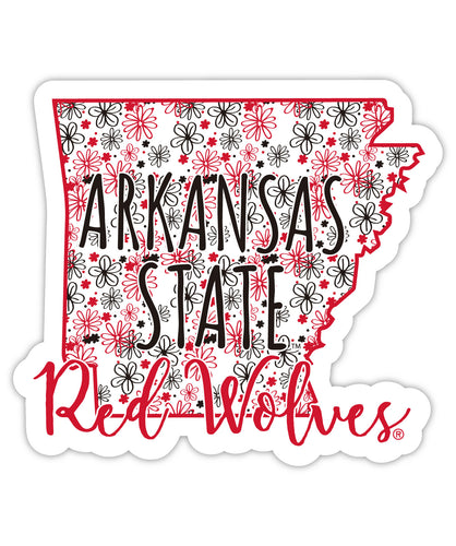 Arkansas State 2-Inch on one of its sides Floral Design NCAA Floral Love Vinyl Sticker - Blossoming School Spirit Decal Sticker
