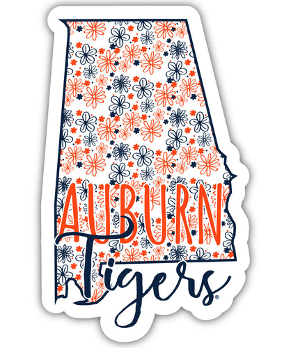 Auburn Tigers 2-Inch on one of its sides Floral Design NCAA Floral Love Vinyl Sticker - Blossoming School Spirit Decal Sticker