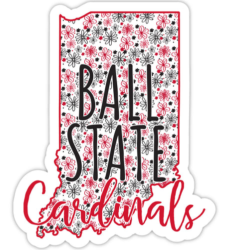 Ball State University 2-Inch on one of its sides Floral Design NCAA Floral Love Vinyl Sticker - Blossoming School Spirit Decal Sticker