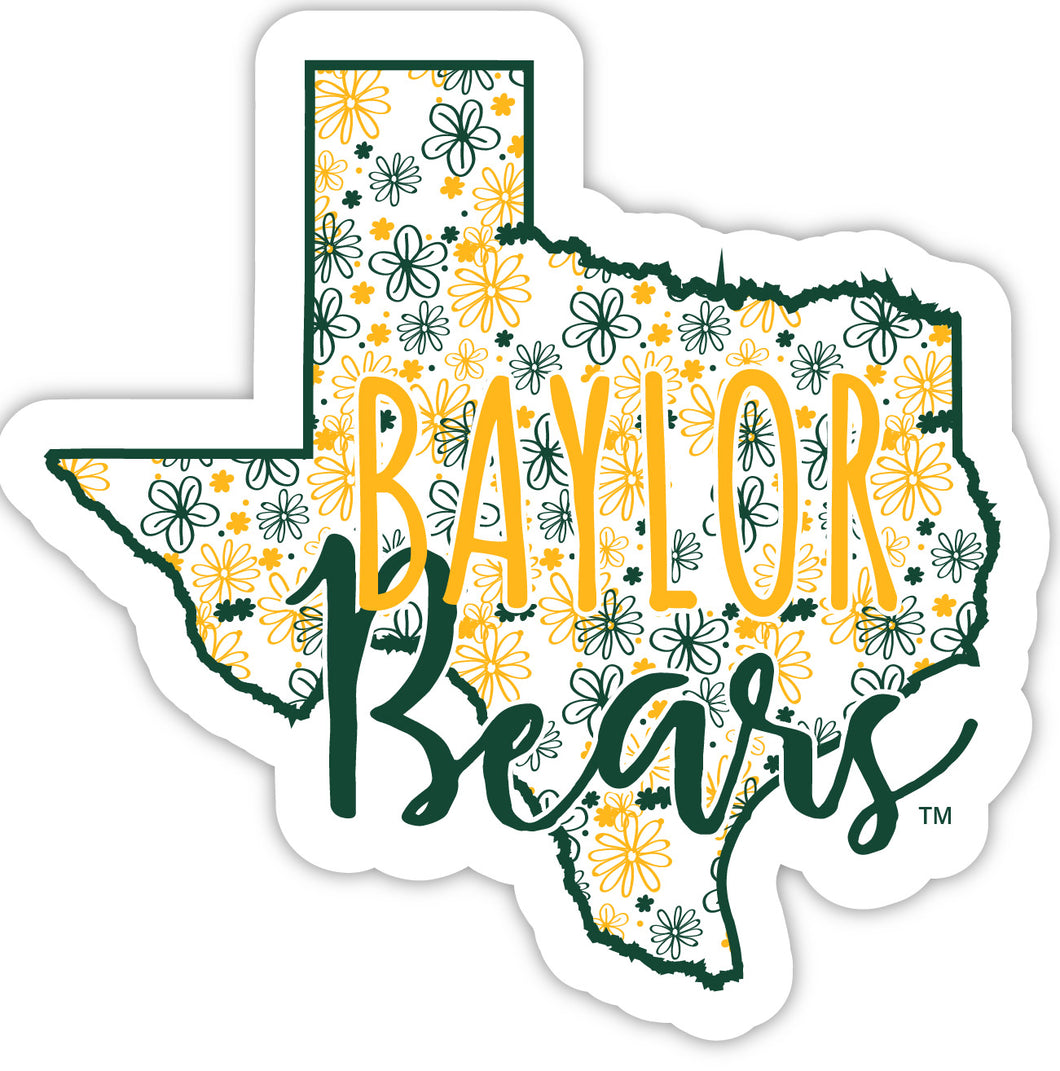 Baylor Bears 2-Inch on one of its sides Floral Design NCAA Floral Love Vinyl Sticker - Blossoming School Spirit Decal Sticker
