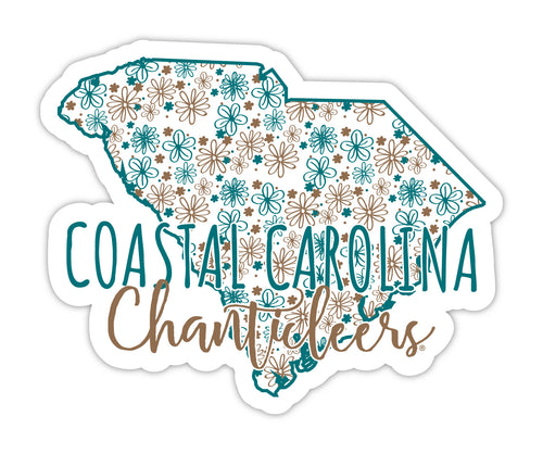 Coastal Carolina University 2-Inch on one of its sides Floral Design NCAA Floral Love Vinyl Sticker - Blossoming School Spirit Decal Sticker