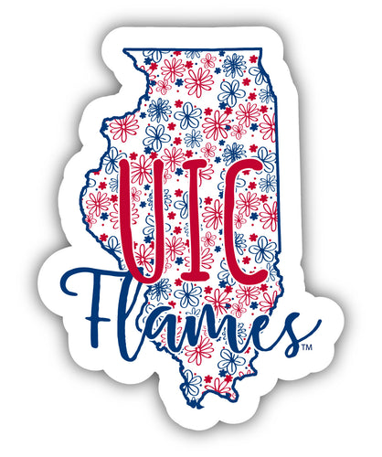 University of Illinois at Chicago 2-Inch on one of its sides Floral Design NCAA Floral Love Vinyl Sticker - Blossoming School Spirit Decal Sticker