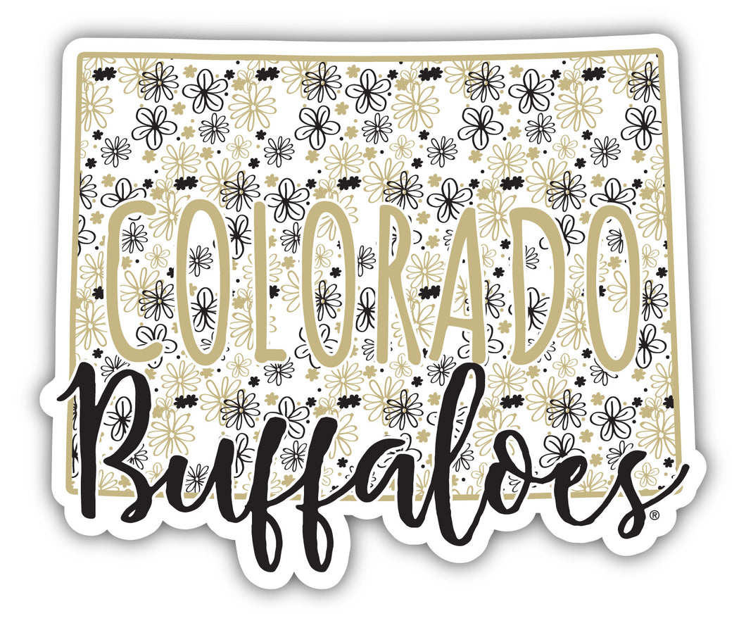 Colorado Buffaloes 4-Inch State Shaped NCAA Floral Love Vinyl Sticker - Blossoming School Spirit Decal