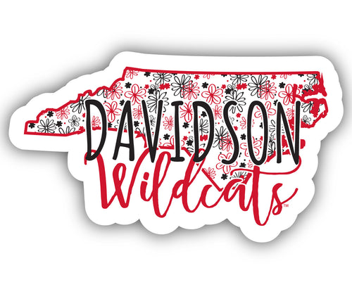 Davidson College 2-Inch on one of its sides Floral Design NCAA Floral Love Vinyl Sticker - Blossoming School Spirit Decal Sticker