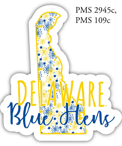 Delaware Blue Hens 2-Inch on one of its sides Floral Design NCAA Floral Love Vinyl Sticker - Blossoming School Spirit Decal Sticker