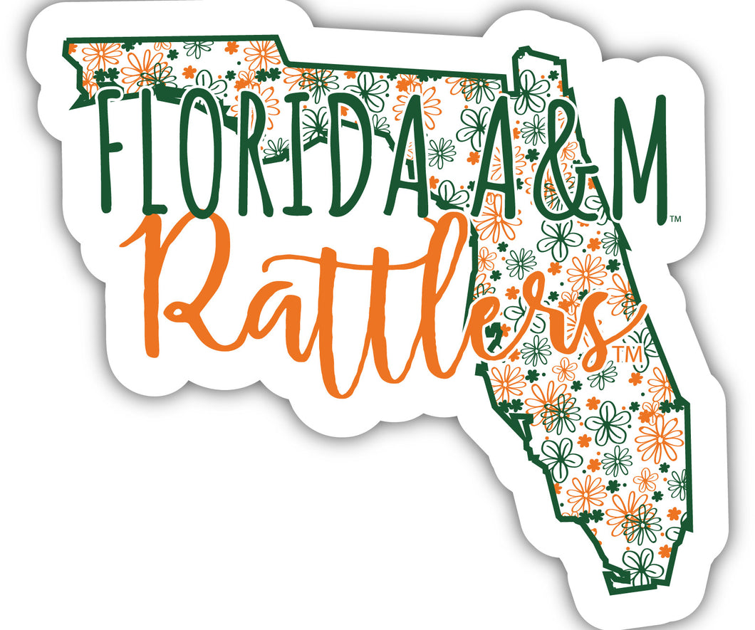 Florida A&M Rattlers 2-Inch on one of its sides Floral Design NCAA Floral Love Vinyl Sticker - Blossoming School Spirit Decal Sticker