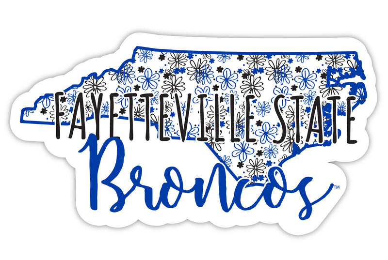 Fayetteville State University 4-Inch State Shaped NCAA Floral Love Vinyl Sticker - Blossoming School Spirit Decal