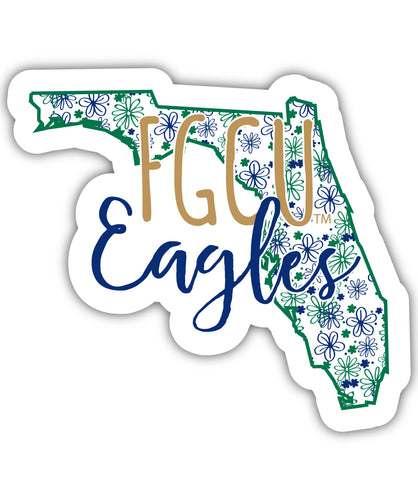 Florida Gulf Coast Eagles 2-Inch on one of its sides Floral Design NCAA Floral Love Vinyl Sticker - Blossoming School Spirit Decal Sticker