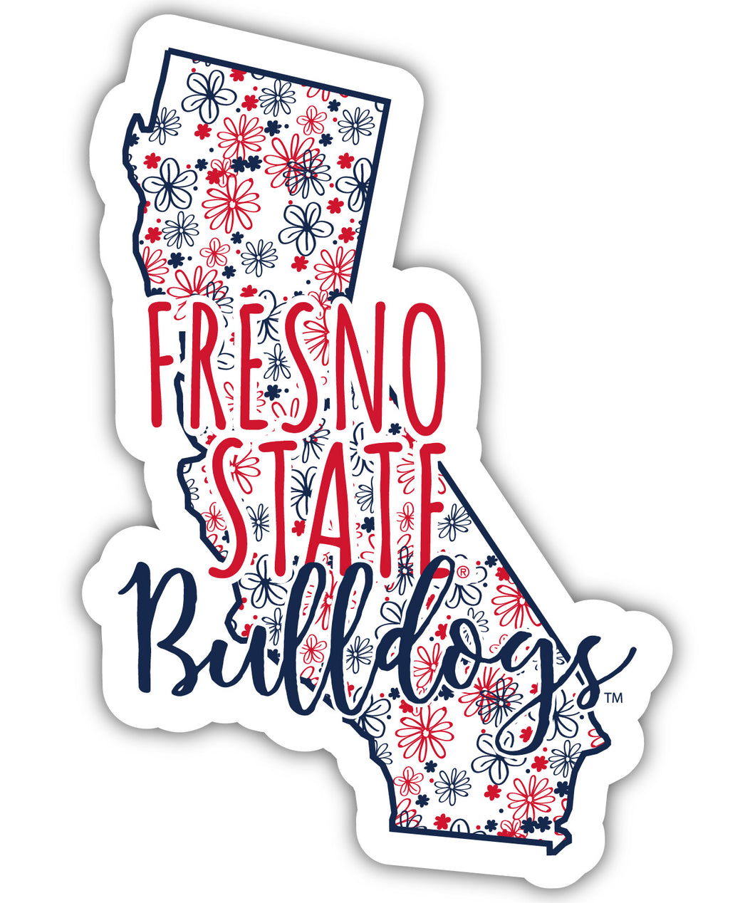 Fresno State Bulldogs 2-Inch on one of its sides Floral Design NCAA Floral Love Vinyl Sticker - Blossoming School Spirit Decal Sticker