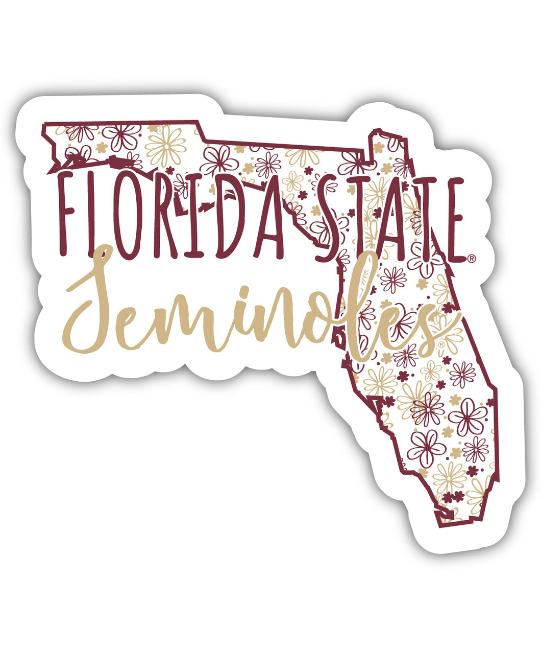 Florida State Seminoles 2-Inch on one of its sides Floral Design NCAA Floral Love Vinyl Sticker - Blossoming School Spirit Decal Sticker