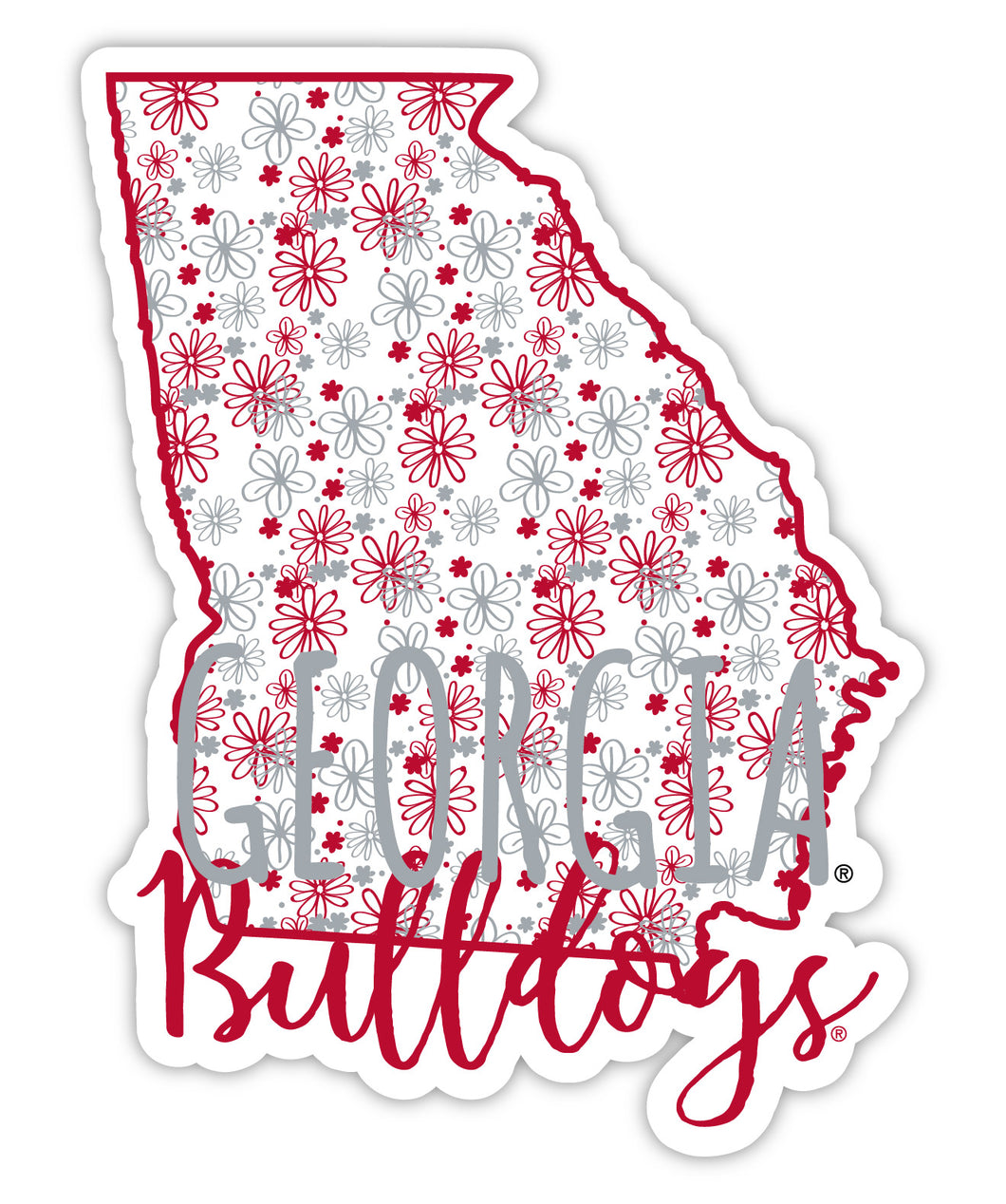 Georgia Bulldogs 2-Inch on one of its sides Floral Design NCAA Floral Love Vinyl Sticker - Blossoming School Spirit Decal Sticker
