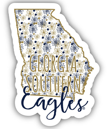 Georgia Southern Eagles 2-Inch on one of its sides Floral Design NCAA Floral Love Vinyl Sticker - Blossoming School Spirit Decal Sticker