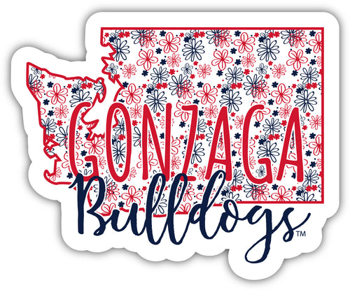 Gonzaga Bulldogs 2-Inch on one of its sides Floral Design NCAA Floral Love Vinyl Sticker - Blossoming School Spirit Decal Sticker