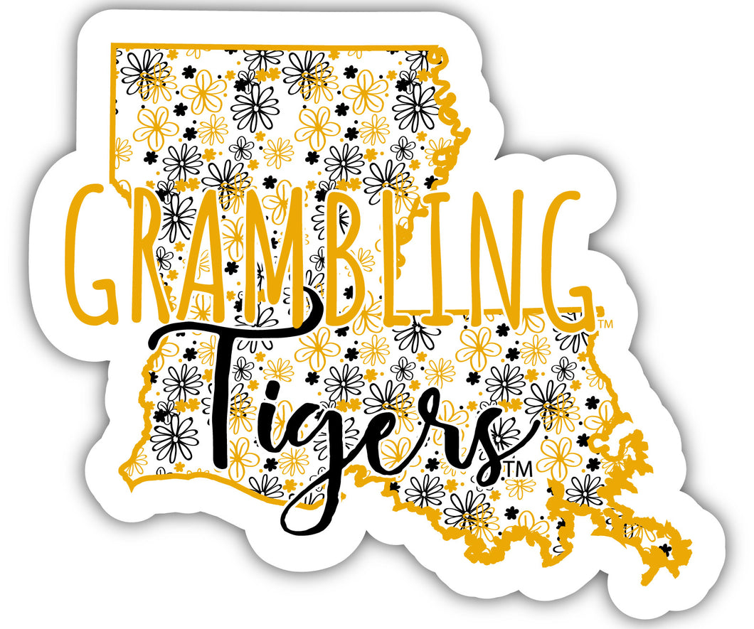 Grambling State Tigers 2-Inch on one of its sides Floral Design NCAA Floral Love Vinyl Sticker - Blossoming School Spirit Decal Sticker