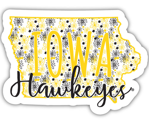 Iowa Hawkeyes 2-Inch on one of its sides Floral Design NCAA Floral Love Vinyl Sticker - Blossoming School Spirit Decal Sticker