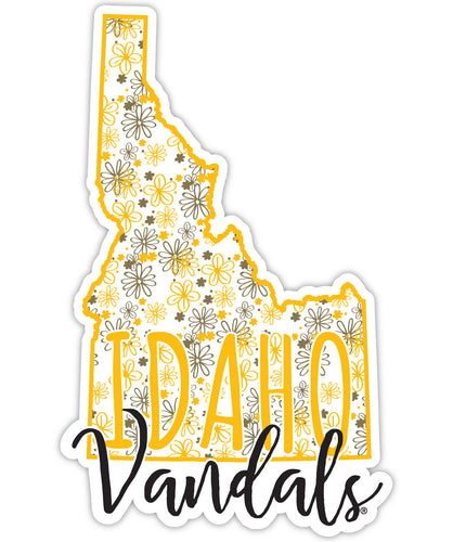 Idaho Vandals 4-Inch State Shaped NCAA Floral Love Vinyl Sticker - Blossoming School Spirit Decal