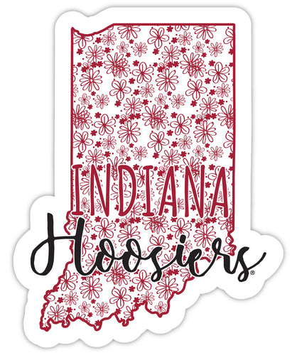 Indiana Hoosiers 2-Inch on one of its sides Floral Design NCAA Floral Love Vinyl Sticker - Blossoming School Spirit Decal Sticker