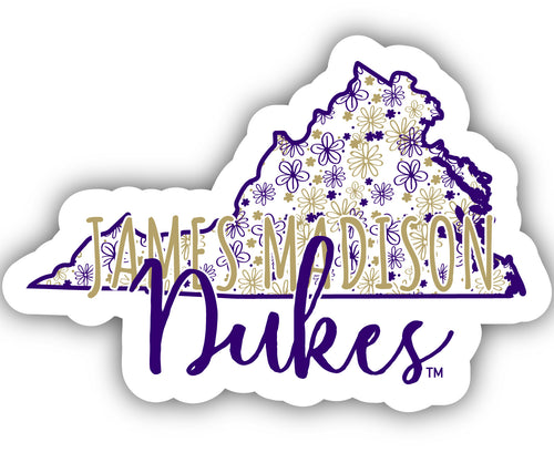 James Madison Dukes 2-Inch on one of its sides Floral Design NCAA Floral Love Vinyl Sticker - Blossoming School Spirit Decal Sticker