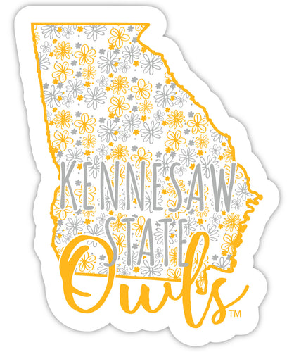 Kennesaw State University 2-Inch on one of its sides Floral Design NCAA Floral Love Vinyl Sticker - Blossoming School Spirit Decal Sticker