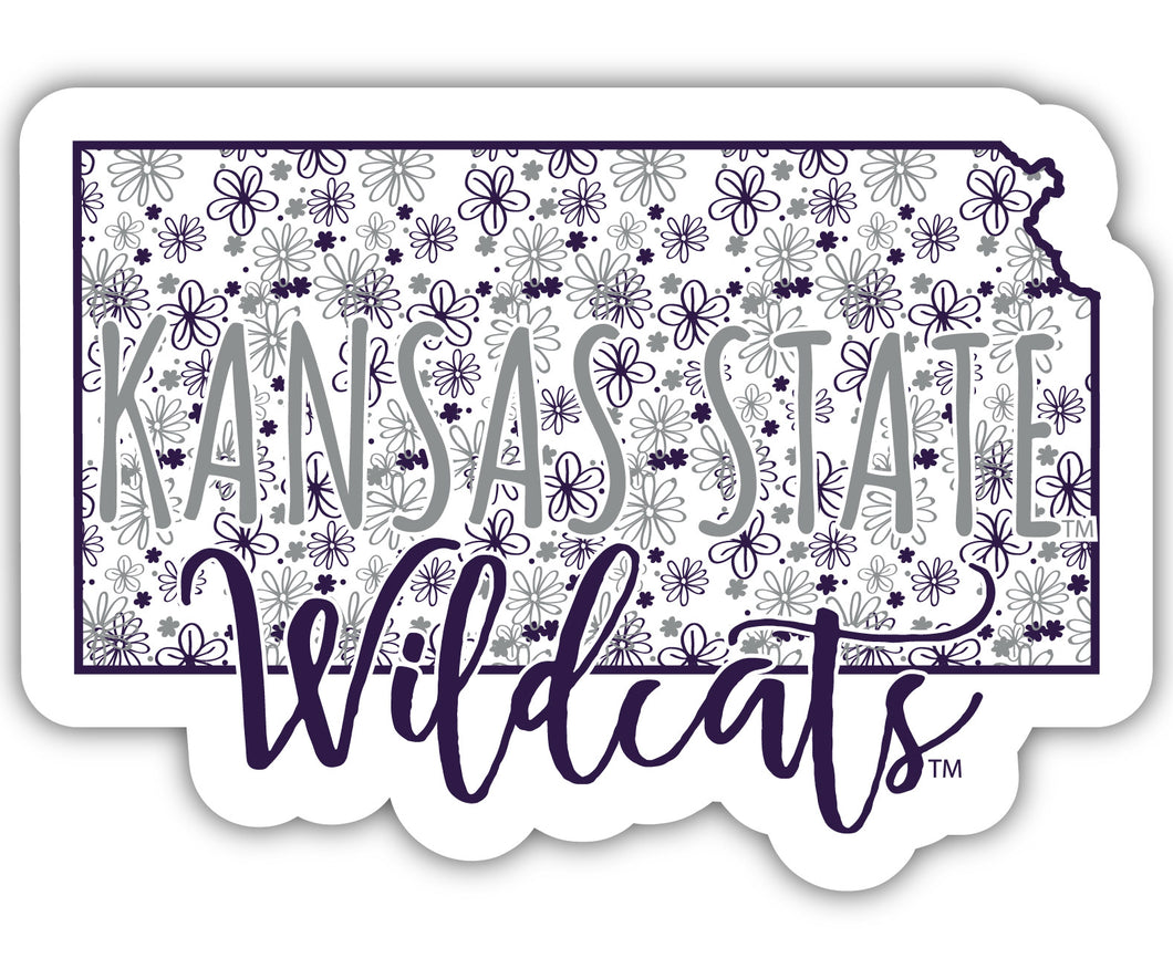 Kansas State Wildcats 2-Inch on one of its sides Floral Design NCAA Floral Love Vinyl Sticker - Blossoming School Spirit Decal Sticker