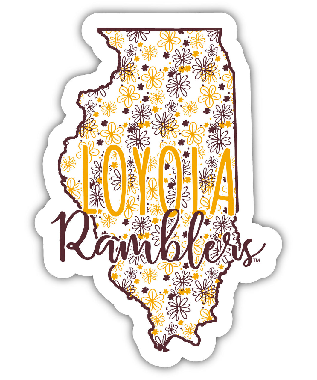 Loyola University Ramblers 2-Inch on one of its sides Floral Design NCAA Floral Love Vinyl Sticker - Blossoming School Spirit Decal Sticker