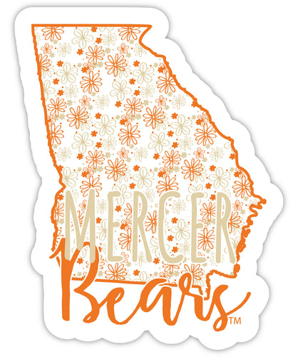 Mercer University 2-Inch on one of its sides Floral Design NCAA Floral Love Vinyl Sticker - Blossoming School Spirit Decal Sticker