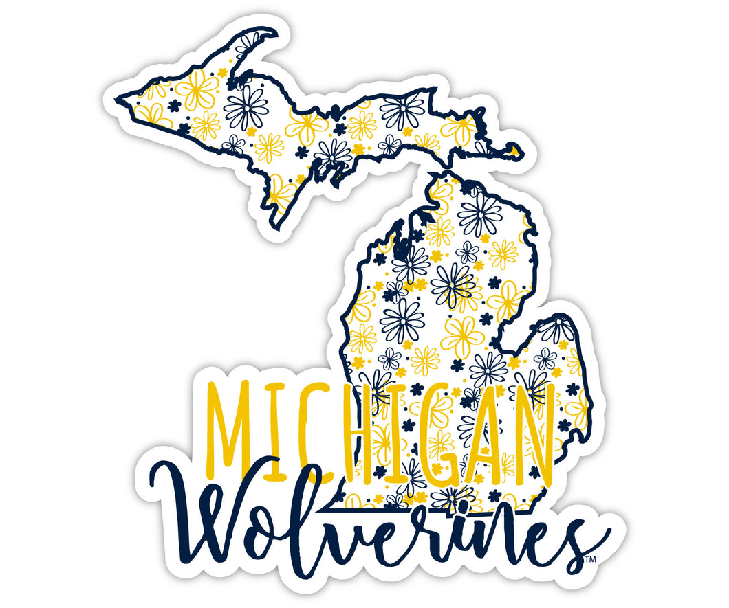 Michigan Wolverines 2-Inch on one of its sides Floral Design NCAA Floral Love Vinyl Sticker - Blossoming School Spirit Decal Sticker