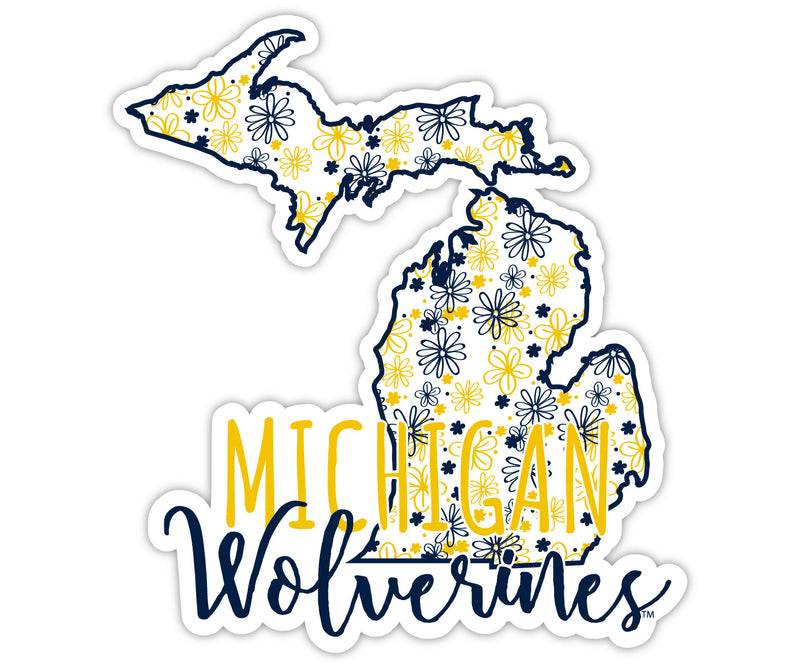 Michigan Wolverines 2-Inch on one of its sides Floral Design NCAA Floral Love Vinyl Sticker - Blossoming School Spirit Decal Sticker