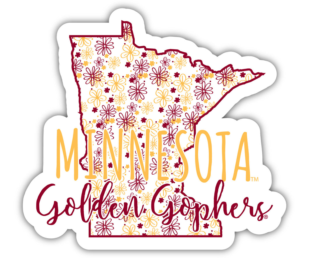 Minnesota Gophers 4-Inch State Shaped NCAA Floral Love Vinyl Sticker - Blossoming School Spirit Decal
