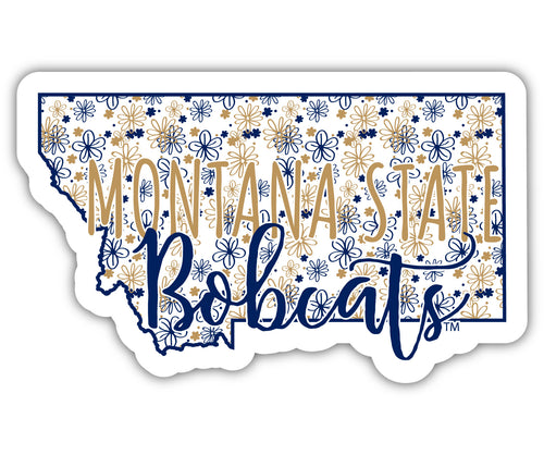 Montana State Bobcats 2-Inch on one of its sides Floral Design NCAA Floral Love Vinyl Sticker - Blossoming School Spirit Decal Sticker