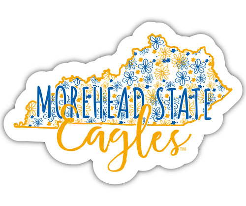 Morehead State University 4-Inch State Shaped NCAA Floral Love Vinyl Sticker - Blossoming School Spirit Decal
