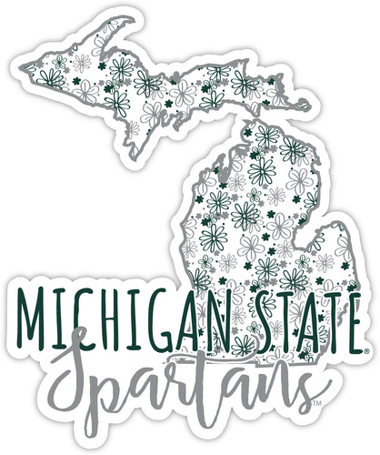 Michigan State Spartans 2-Inch on one of its sides Floral Design NCAA Floral Love Vinyl Sticker - Blossoming School Spirit Decal Sticker