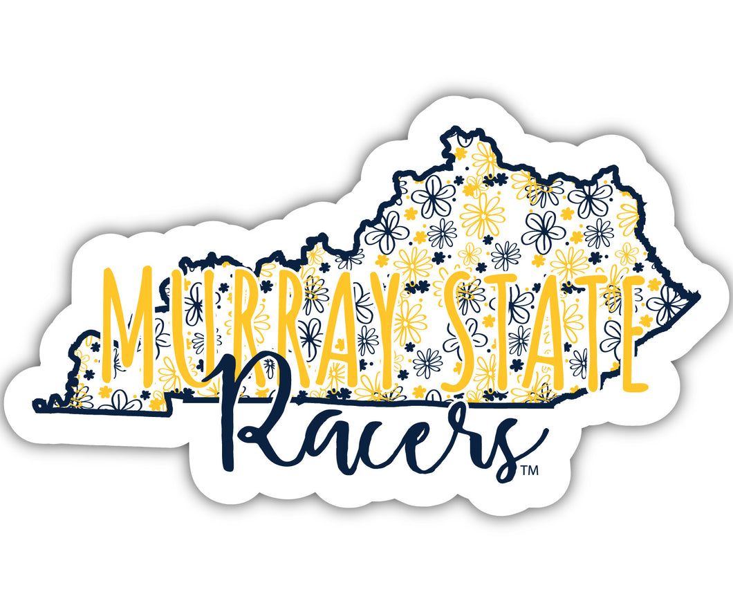 Murray State University 4-Inch State Shaped NCAA Floral Love Vinyl Sticker - Blossoming School Spirit Decal
