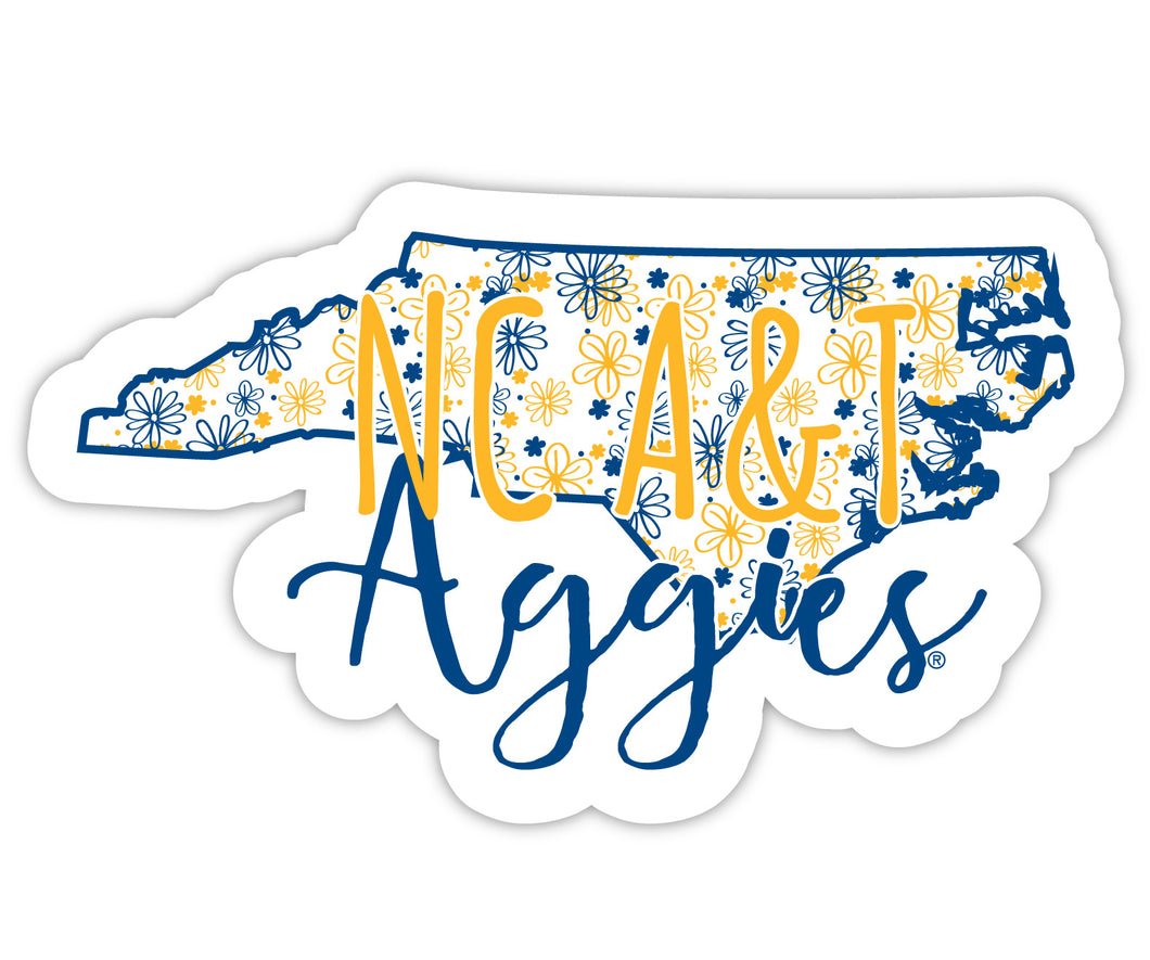 North Carolina A&T State Aggies 2-Inch on one of its sides Floral Design NCAA Floral Love Vinyl Sticker - Blossoming School Spirit Decal Sticker