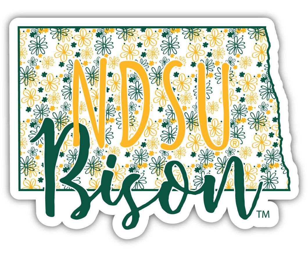 North Dakota State Bison 2-Inch on one of its sides Floral Design NCAA Floral Love Vinyl Sticker - Blossoming School Spirit Decal Sticker